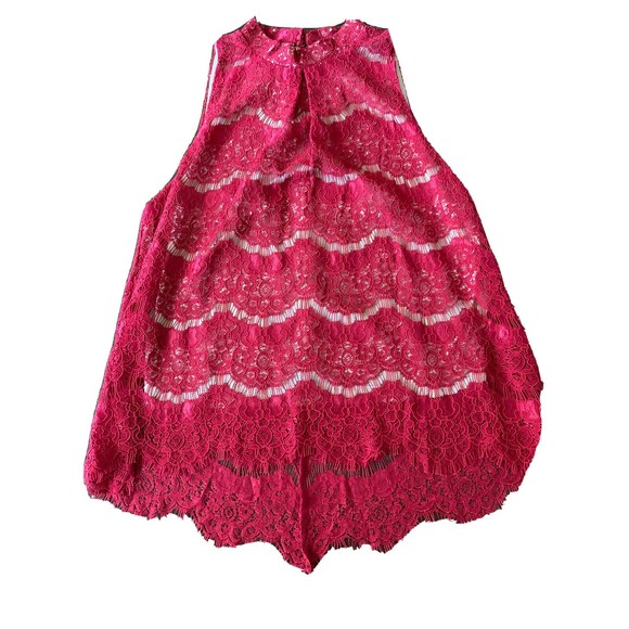 Love Fire Top Size Small Red Floral Lace Sleeveless Halter Lined - Picture 3 of 12